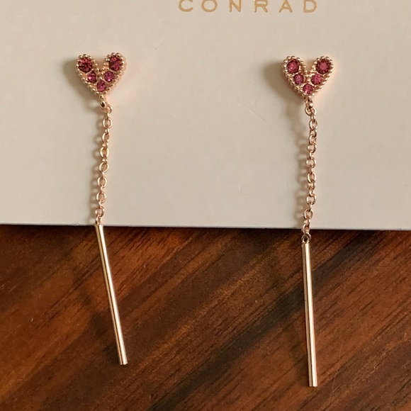 NWT Lauren Conrad rose gold tone pink rhinestone earrings - Picture 3 of 4
